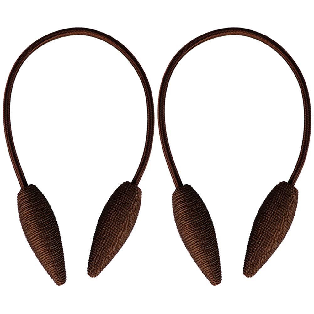 NYDECOR Curtain Tiebacks Drapery Holdbacks Decorative Rope Tiebacks Drape Holder Clips for Blackout Sheer Curtain, 2 Pack Coffee
