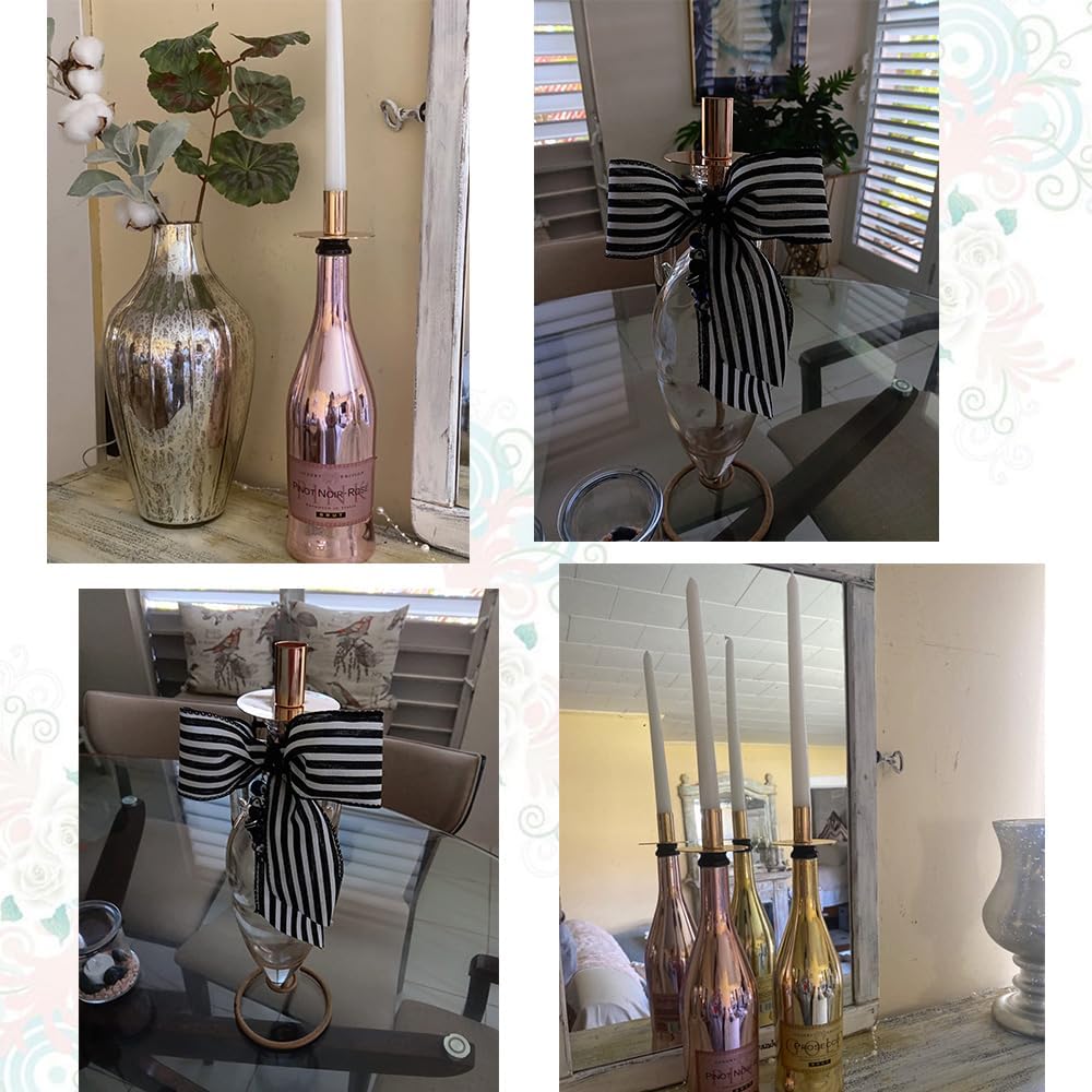VINCIGANT Gold Wine Bottle Taper Candle Holder,Modern Candlestick Holder for Standard Votive Candles,Birthday Wedding Decoration (Set of 4) Gold Candle Stick Holders Centerpieces for Tables Bulk