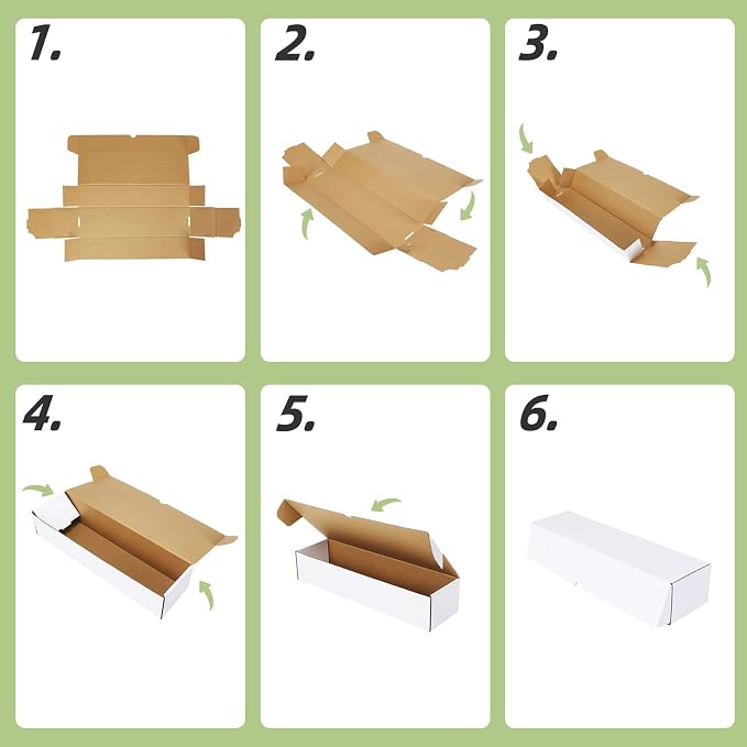 PHAREGE 10 Pack Trading Card Storage Boxes White for 4000 Count 35pt Cards | Baseball Card Storage, Sport Card Shipping, Flat Bottom, Shape Well, Easy Fold, Easy Open, DIY Cardboard, Self-locking