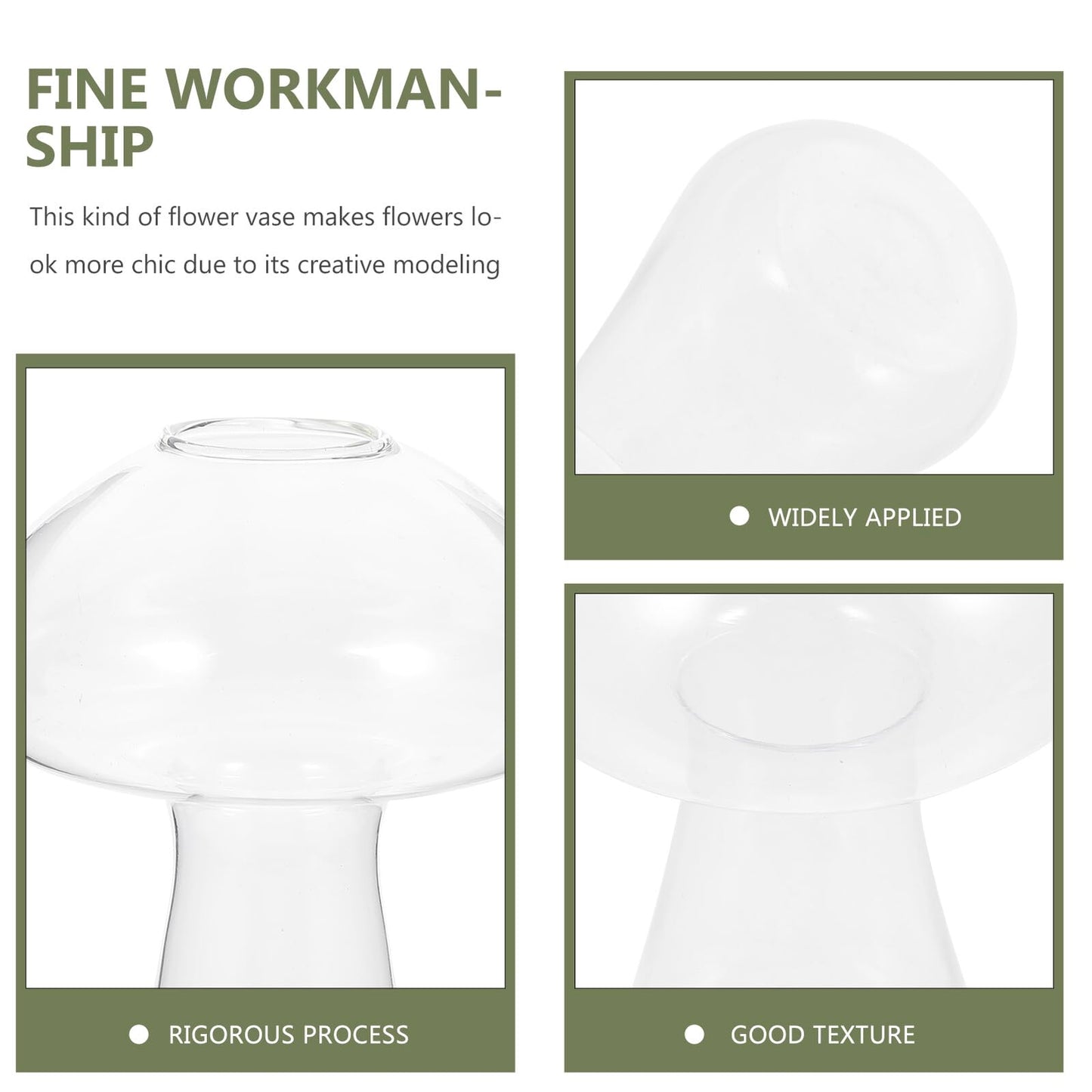 UPKOCH Mushroom Glass Vase Small 12x8cm Hydroponic Plant Terrarium Vase Decorative Glassware for Home and Office Desktop Flower Planter