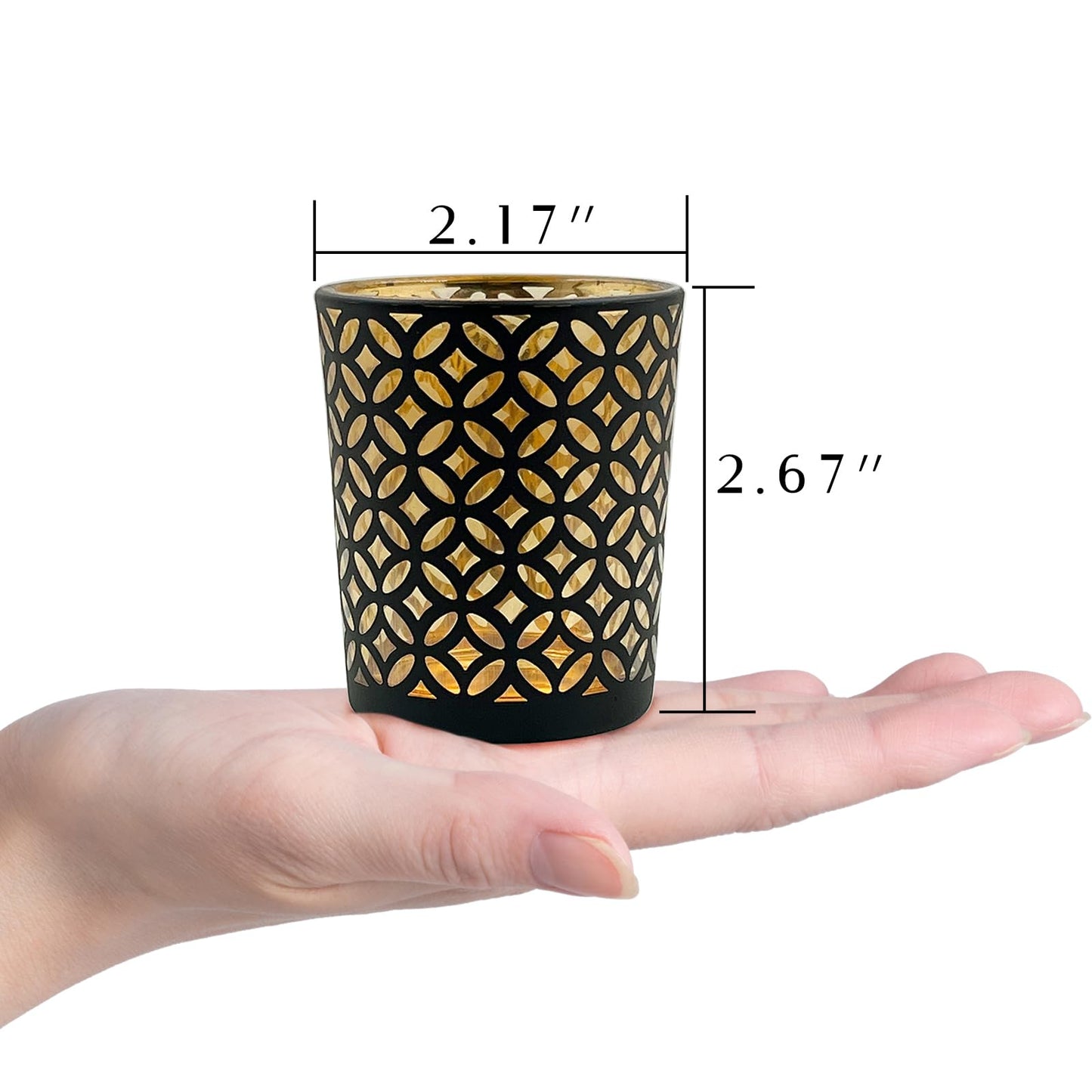SHMILMH Black Gold Glass Votive Candle Holders Set of 12