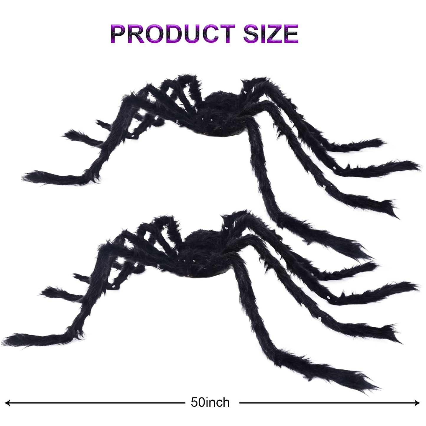 VOMAOK Halloween Spider Decorations 4ft Light Up Giant Spider(2 Pack) for Indoor Outdoor Halloween Decorations Yard Party House Décor