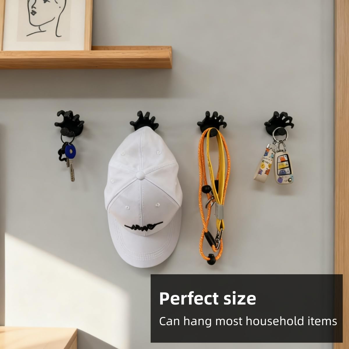 EARLESS BEAR Spooky Hand-Shaped Hooks Fun Hooks for Bathrooms, Kitchens, and Bedrooms, Hand-Shaped Towel Hook 4PCS