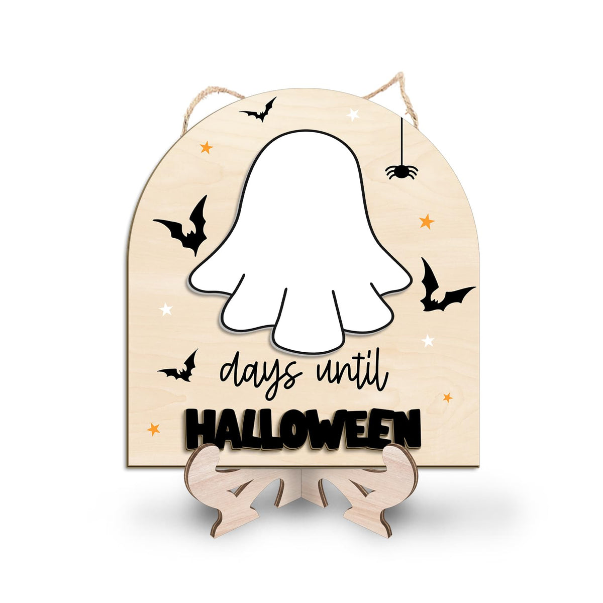Reusable Days Until Halloween Dry Erase Board Sign for Kids Activities, Halloween Countdown Advent Wall Tabletop Decor Home Classroom Sign, Ghost Theme Decorations Indoor Tiered Tray (Marker Included)
