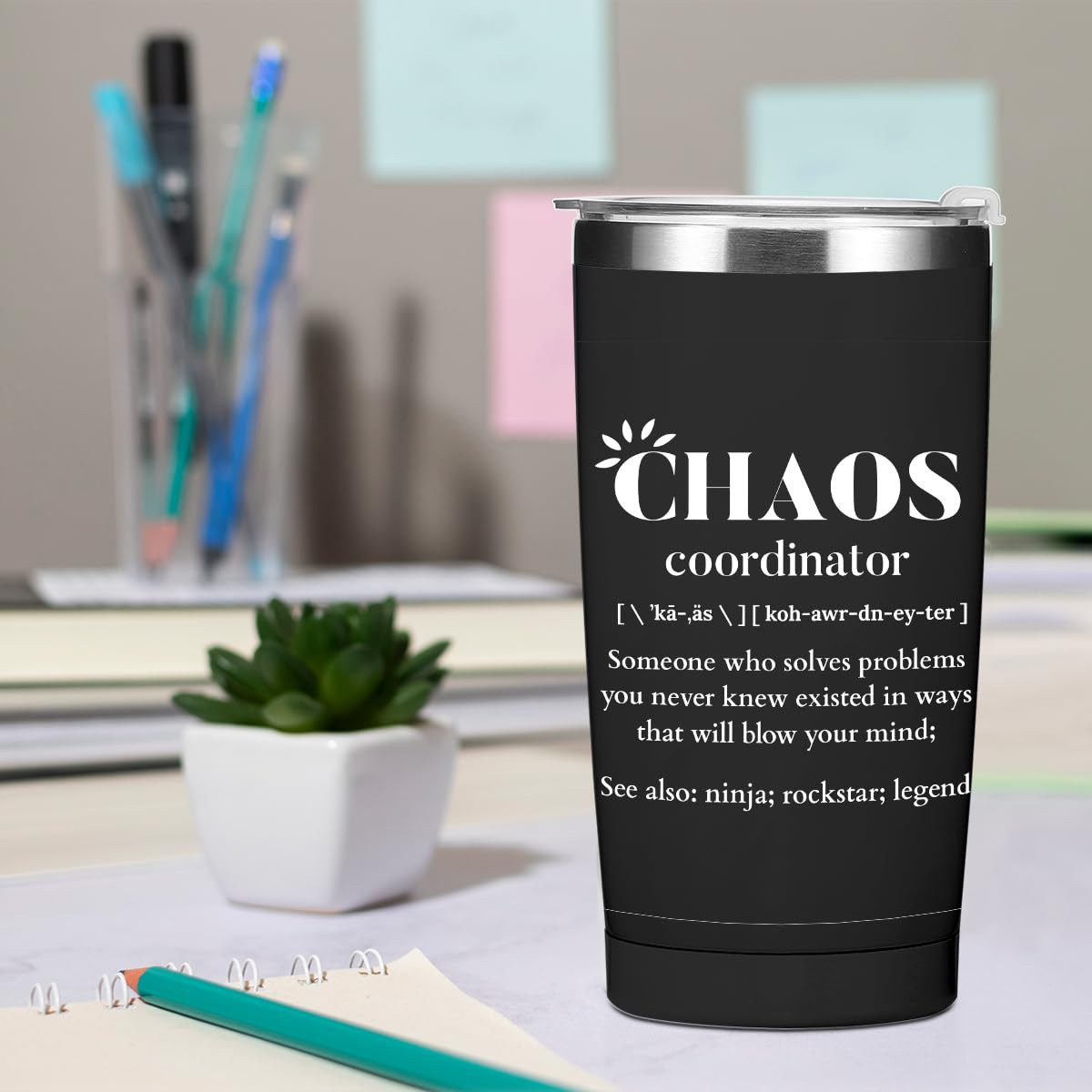 Chaos Coordinator Tumbler Thank You Gifts Water Bottle Boss Gifts Double Wall Travel Coffee Mug Stainless Steel Vacuum Insulated Thermal Cup for Men Secretary Supervisor Leader Mentor Boss Day