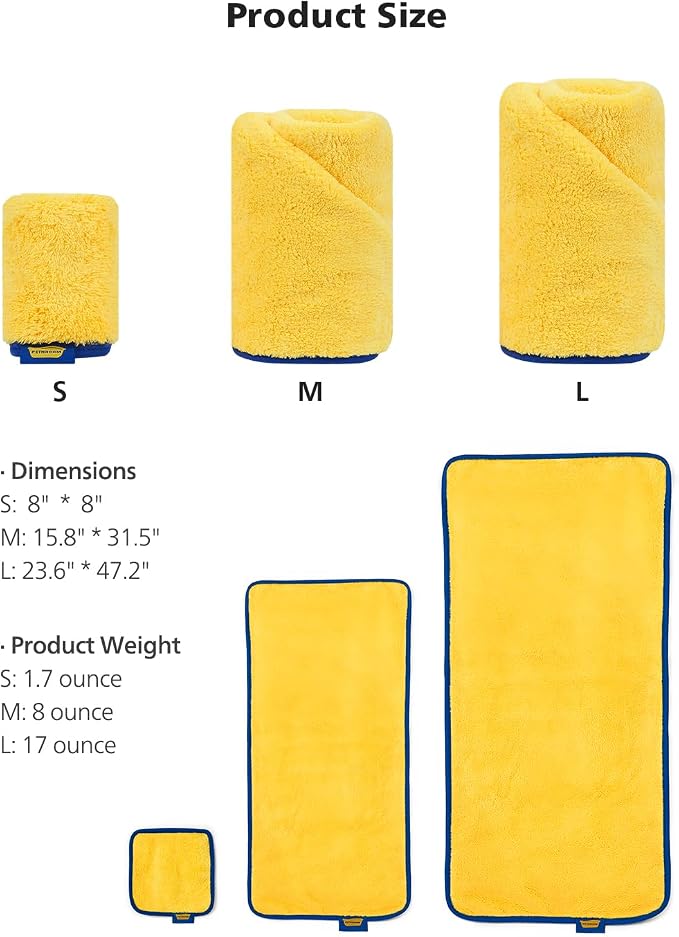 PETHROOM Ultra Absorbent Pet Towel | Quick-Drying, Soft Microfiber Dog & Cat Bath Towel | Lightweight, Durable, Fast Water-Soaking | Ideal for All Breeds (Large) 23.6" x 47.2"