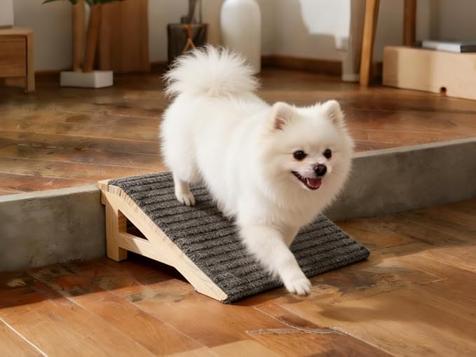 Dog Stairs Ramp for Small & Aged Dogs, Wooden Anti-Slip Pet Steps | 4.2"H, 26° Pet Ramp for Injured Pets, Premium Solid Wood, Anti-Slip Carpet Surface, Joint-Friendly,Dog Stairs for Small Dogs