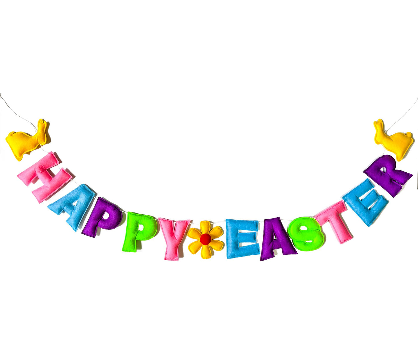 Meygajoe Pre-Strung Reusable Happy Halloween Banner Felt Garland Happy Holiday Sign for Halloween Party Decorations Indoor Outdoor Décor Wall Mantel Fireplace Party Supplies (Happy Easter)