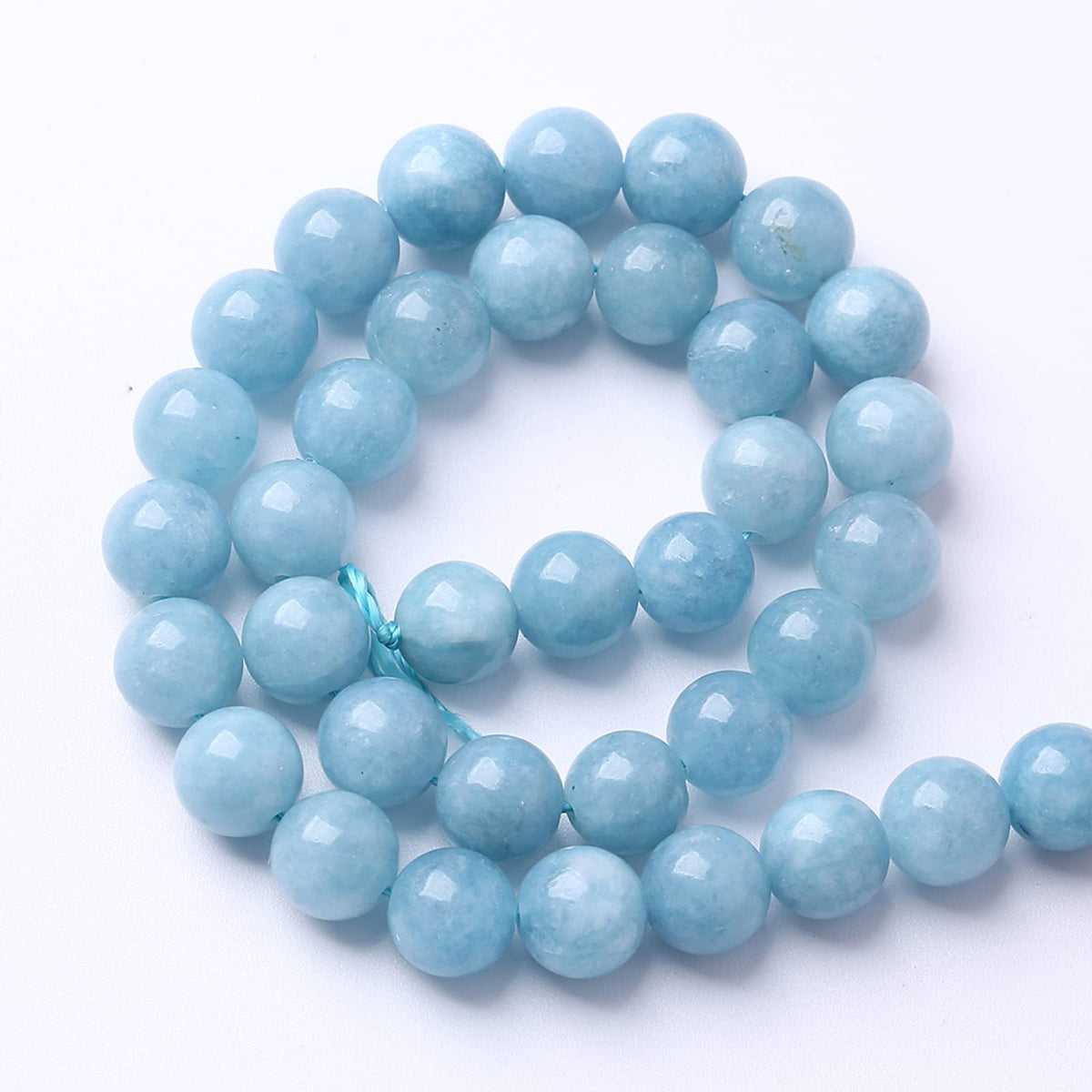 120PCS 6MM Blue Aquamarine Jade Loose Beads for Jewelry Making DIY Bracelet 2 Strands