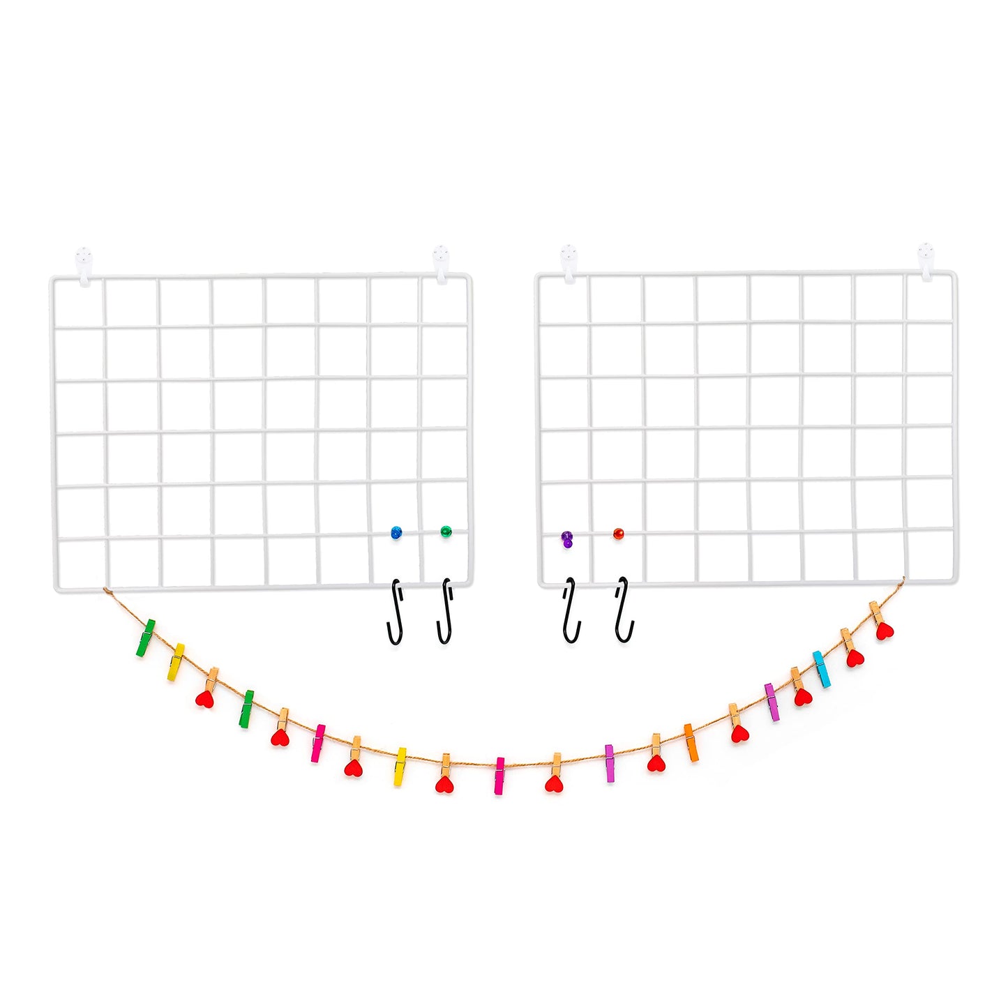 ODOXIA 2 Pack Wire Wall Grid Panel | Photos & Pictures Display Grid Wall Panels | White, Magnetic & Metal Grid | Photo Grid | Wire Board | Hanging Home, Office & Kitchen Décor