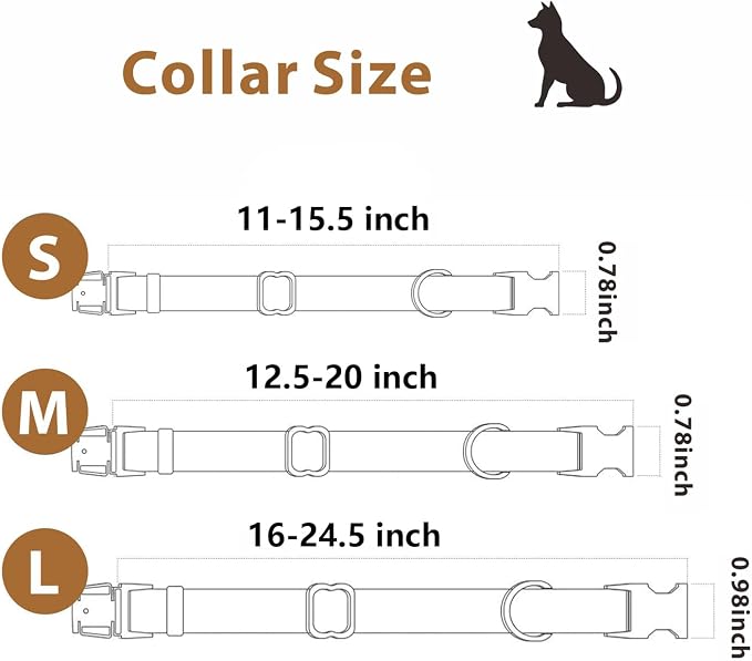 Dog Collar and Leash Set,Leather Silicone Waterproof Odor-Proof Dog Collar and Leash for Medium Dogs, Soft Flexible Dog Collars, Durable Thick Adjustable Pet Collar (Brown, Medium (12.5-20" Neck))