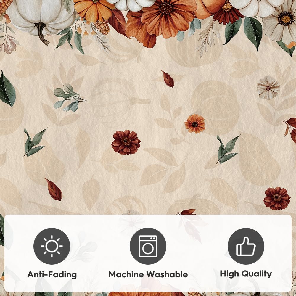 Artoid Mode Pumpkins Floral Corns Fall Area Rug, Autumn Thanksgiving Home Decor Non Slip Washable Area Rug for Entryway Bedroom Living Room Laundry Room Indoor 5x7 Feet