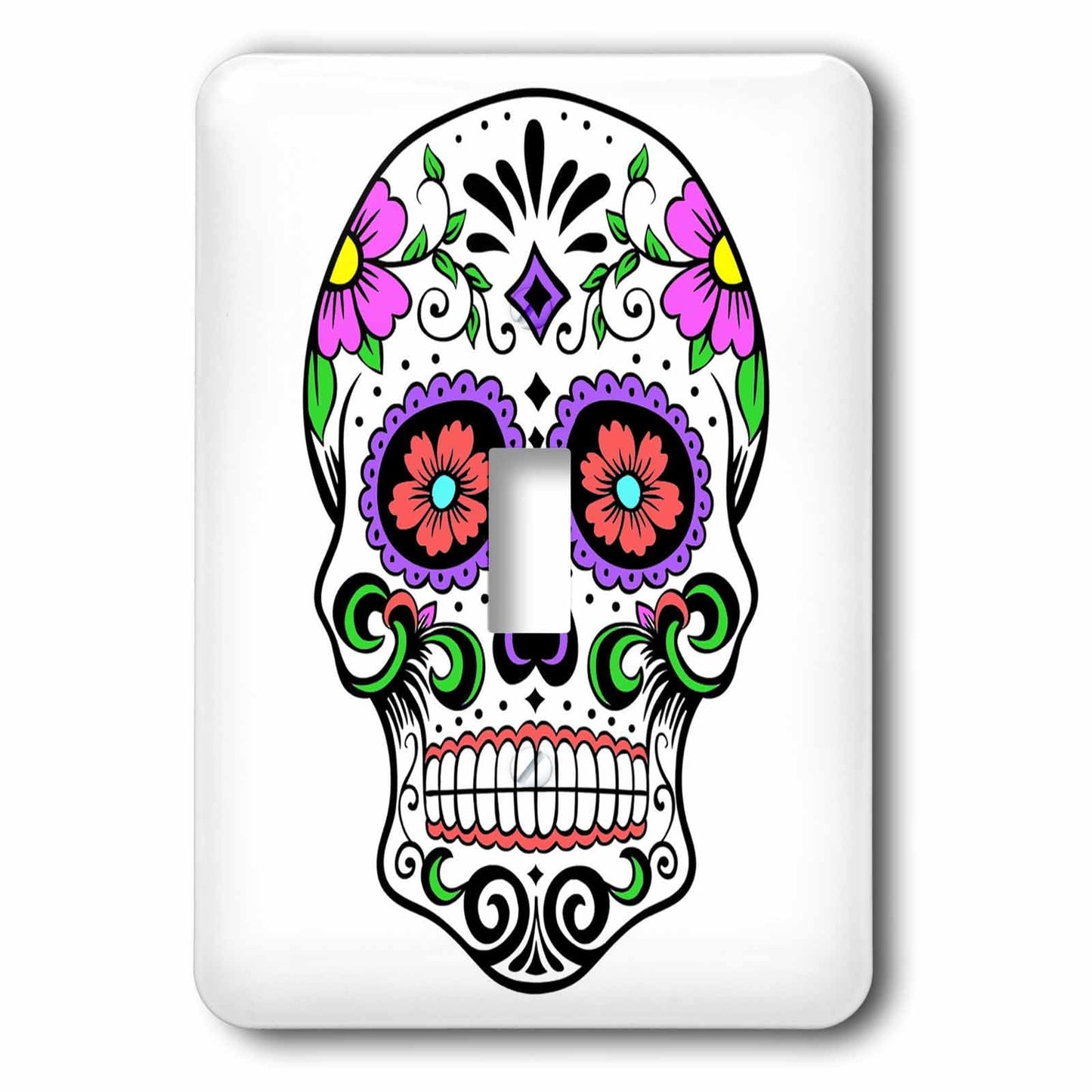 3dRose lsp_186236_1 Sugar Skull, Pink Light Switch Cover