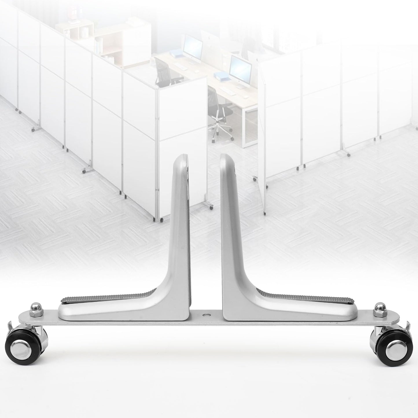 MYOYAY 2 Packs Room Divider Stabilizer Feet with Stainless Steel Wheels, Folding Room Screen Divider Stand Support Bases Privacy Screen Partition Holder Feet for Hotel Home Office (Sliver)