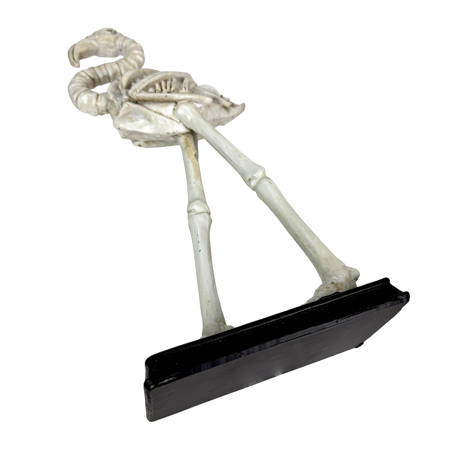 Fancy That Flamingo Skeleton Statue 12 Inch Resin Tabletop Sculpture with Distressed Bone White Finish and Black Base, Eclectic Coastal Bird Decor Accent for Shelf Desk Mantel
