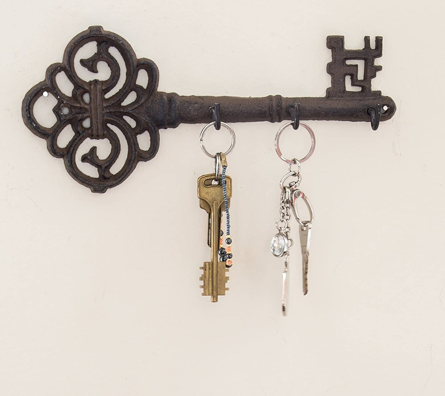 Comfify Brown Cast Iron Skeleton Key Wall Hook – 3 Hooks, 10.8" L