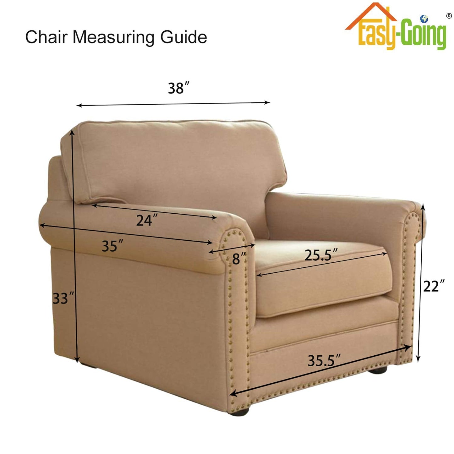Easy-Going Stretch Chair Sofa Slipcover 1-Piece Couch Sofa Cover Furniture Protector Soft with Elastic Bottom for Kids, Pet. Spandex Jacquard Fabric Small Checks (Chair, Orange)