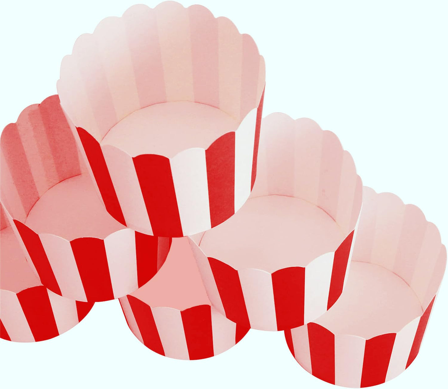 STARUBY 100 Pack Muffin Liners Baking Paper Cups Red and White Stripes Cupcake Liners Elegent Muffins Baking Cups Cupcake Wrappers for Birthday Parties, Weddings, Bottom Dia 2.36 Inch