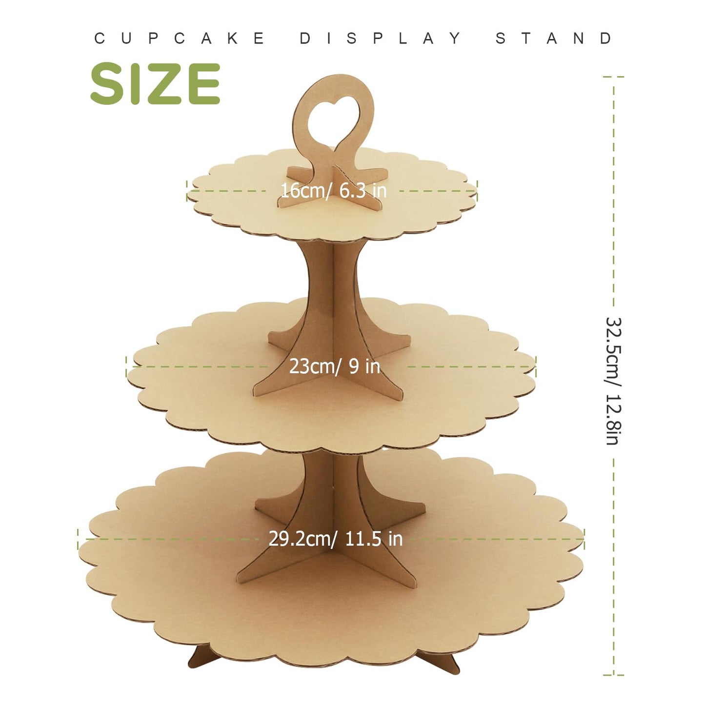 Humlindo 3-Tier Brown Cupcake Stand, Vintage Kraft Paper Dessert Display Tower, Rustic Party Serveware for Wedding Birthday Baby Shower (2-Pack) 