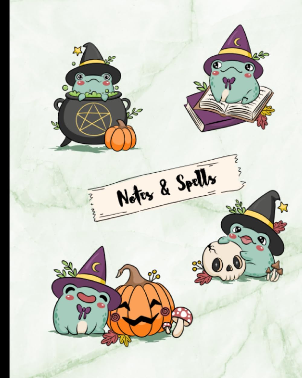 Halloween Inspirational Journal: Kawaii Frogs | Paperback Notebook | 8" X 10" | 120 pages