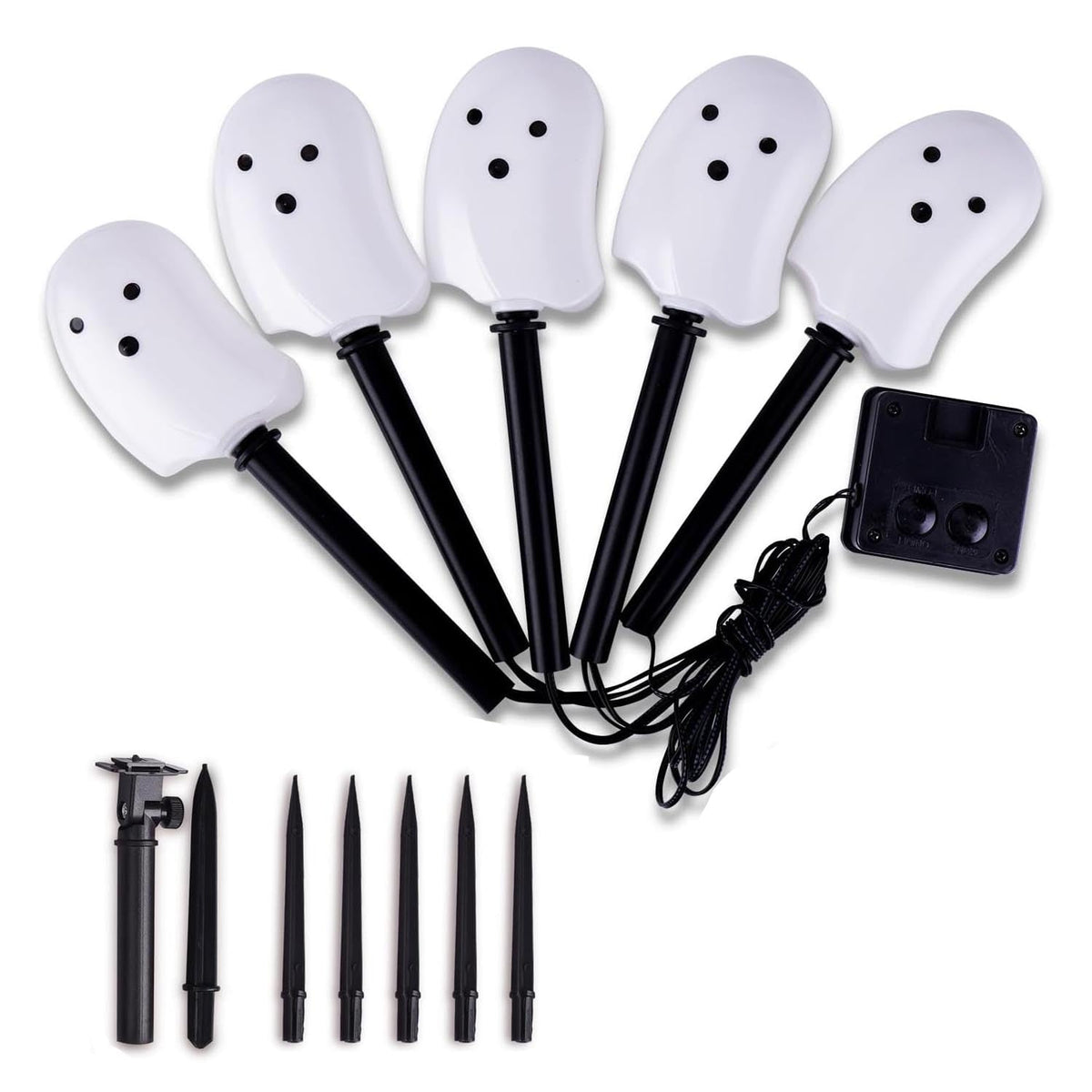 Halloween Solar Lights for Outdoor Decorations, 5 Pack Ghost Pathway Lights, Solar Ghost Lights for Garden, Yard, Party Halloween Decor(Dull)