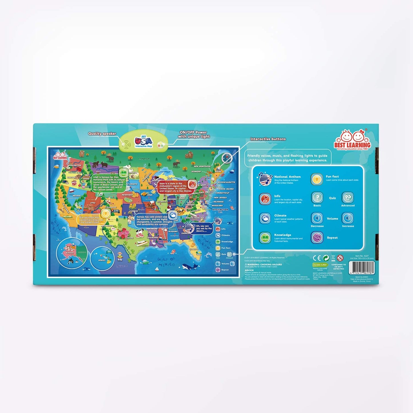 BEST LEARNING i-Poster My USA - Interactive Talking United States Map for Kids Ages 5-12 - Birthday Gift for 5 6 7 Year Old Boys & Girls - STEM Homeschool Educational Toy