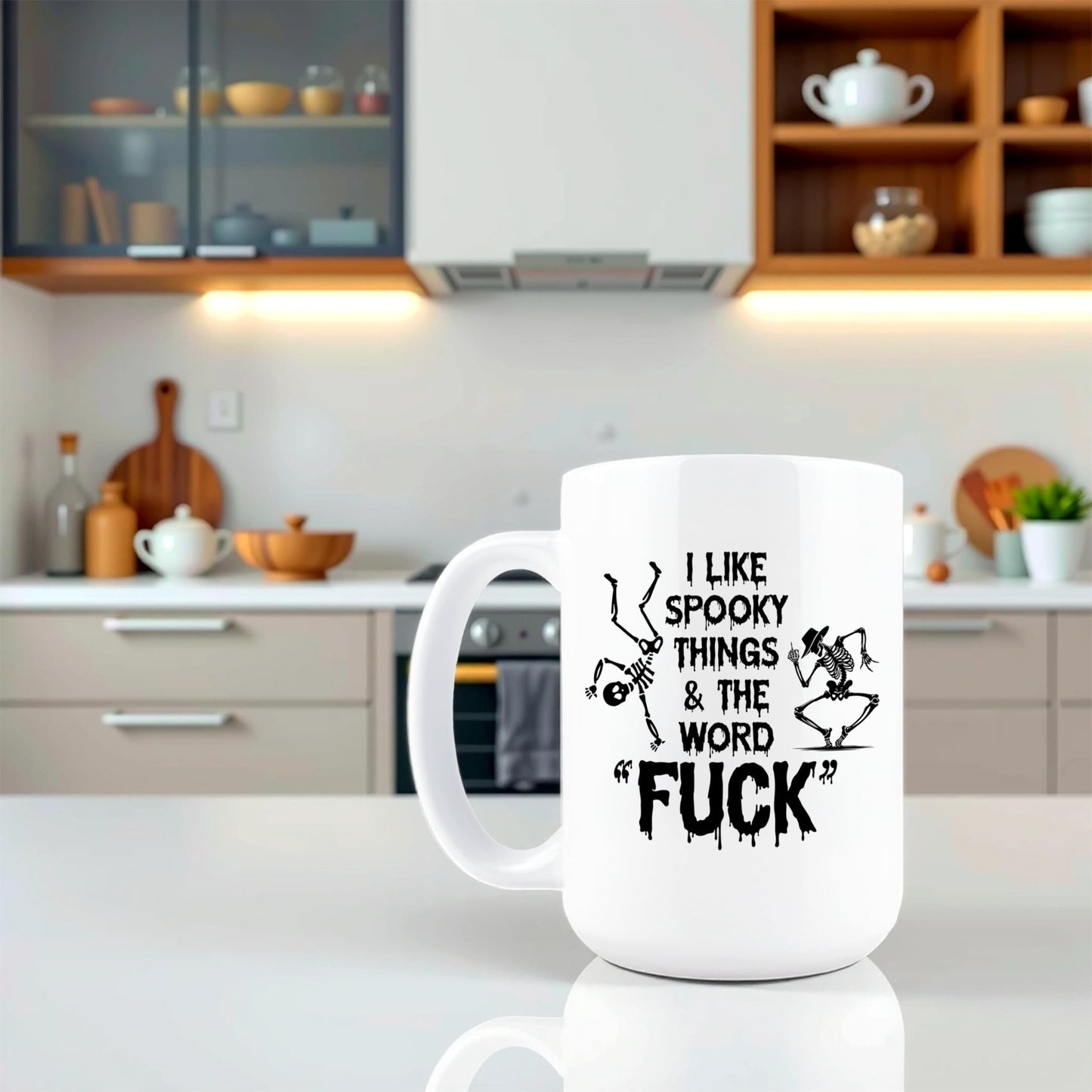 Hogg Halloween Coffee Mug, 15 oz Ceramic Halloween Coffee Cup, I Like Spooky Things And The F Word Mug, I Like Spooky Things And The F Word, White Elephant Cup, Funny Gag Gifts