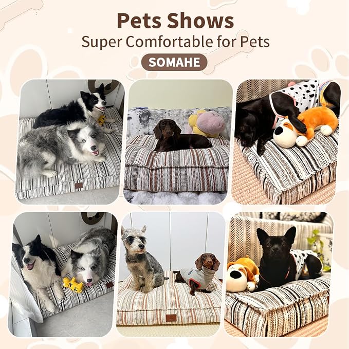 SOMAHE 4 Inch Orthopedic Dog Bed for Crate, 27 x 20 Inch, Coffee Chenille | Washable Removable Cover, Waterproof Inner Liner, Non-Slip Bottom, Orthopedic Dog Crate Mattress for Medium & Large Dogs