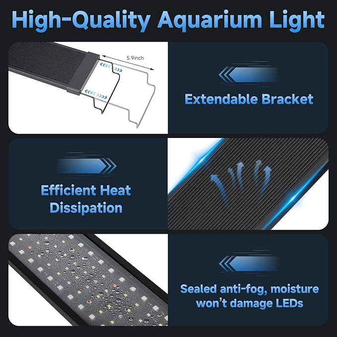 fishkeeper LED Aquarium Plant Light, 24/7 Full Spectrum Aquarium Light with 5 Nature Weather Mode, Auto On Off with Timer for 24-32 Inch Fish Tank, Adjustable Colors/Brightness with Memory Function