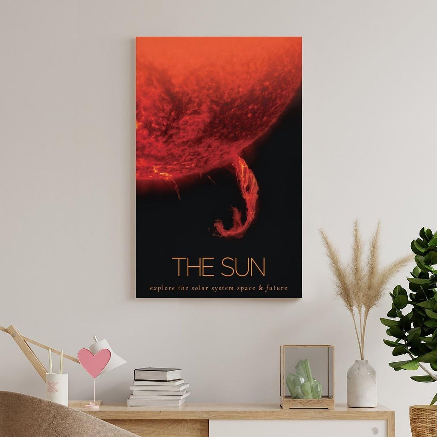 LGDSBHH Minimalist The Sun Solar System Canvas Wall Art - Educational Space Star Poster - Science Classroom & Kids Bedroom Decor - 12x18 Inch (Unframed)