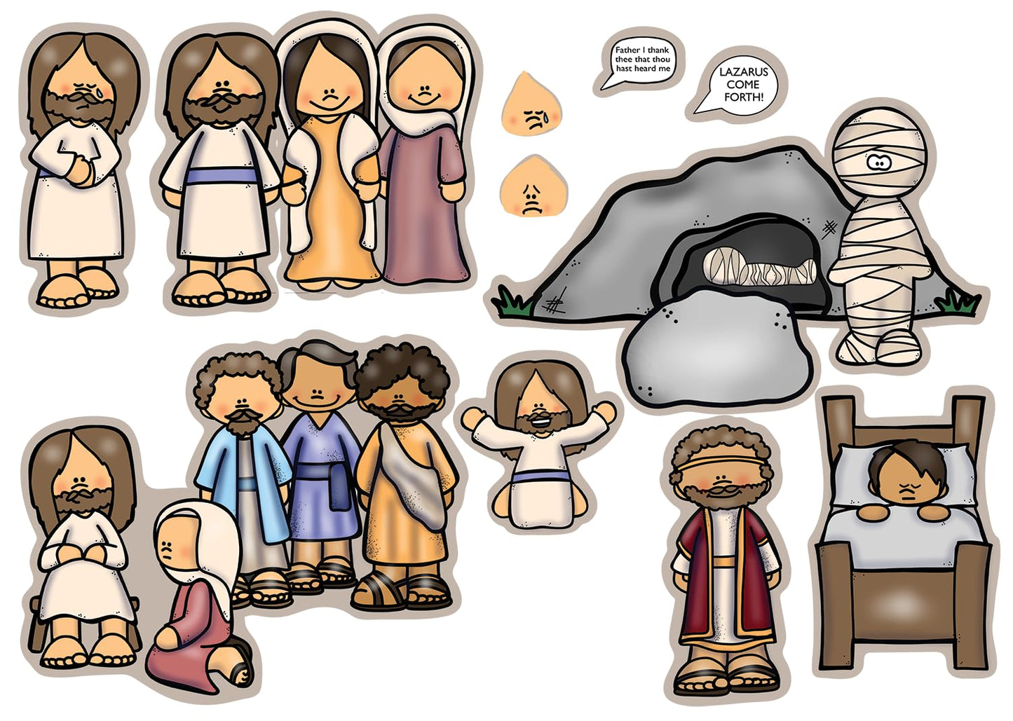 Raising Lazarus Bible Felt Board Figures New Testament Flannel Stories Kids