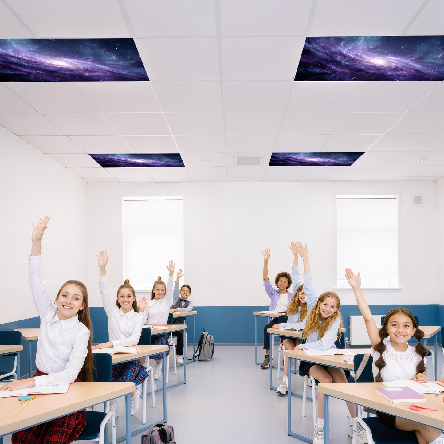 Starry Sky Magnetic Light Covers 8-Pack (2×4 ft) – Night Sky Ceiling Filters, Tool-Free Magnetic Mount, Flame-Resistant & Heat-Safe, Soften Glare & Protect Eyes, Classroom/Office/Home