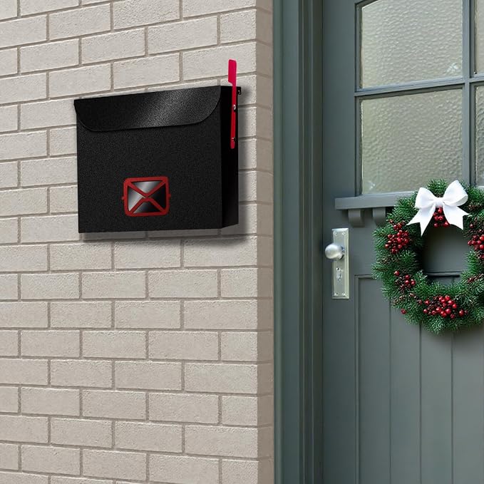 Steel Wall-Mount Mailbox for House,Rust-Proof Metal Mail Boxex, Large Capacity Post Box,Mailboxes for Outside(Triangle No Lock)
