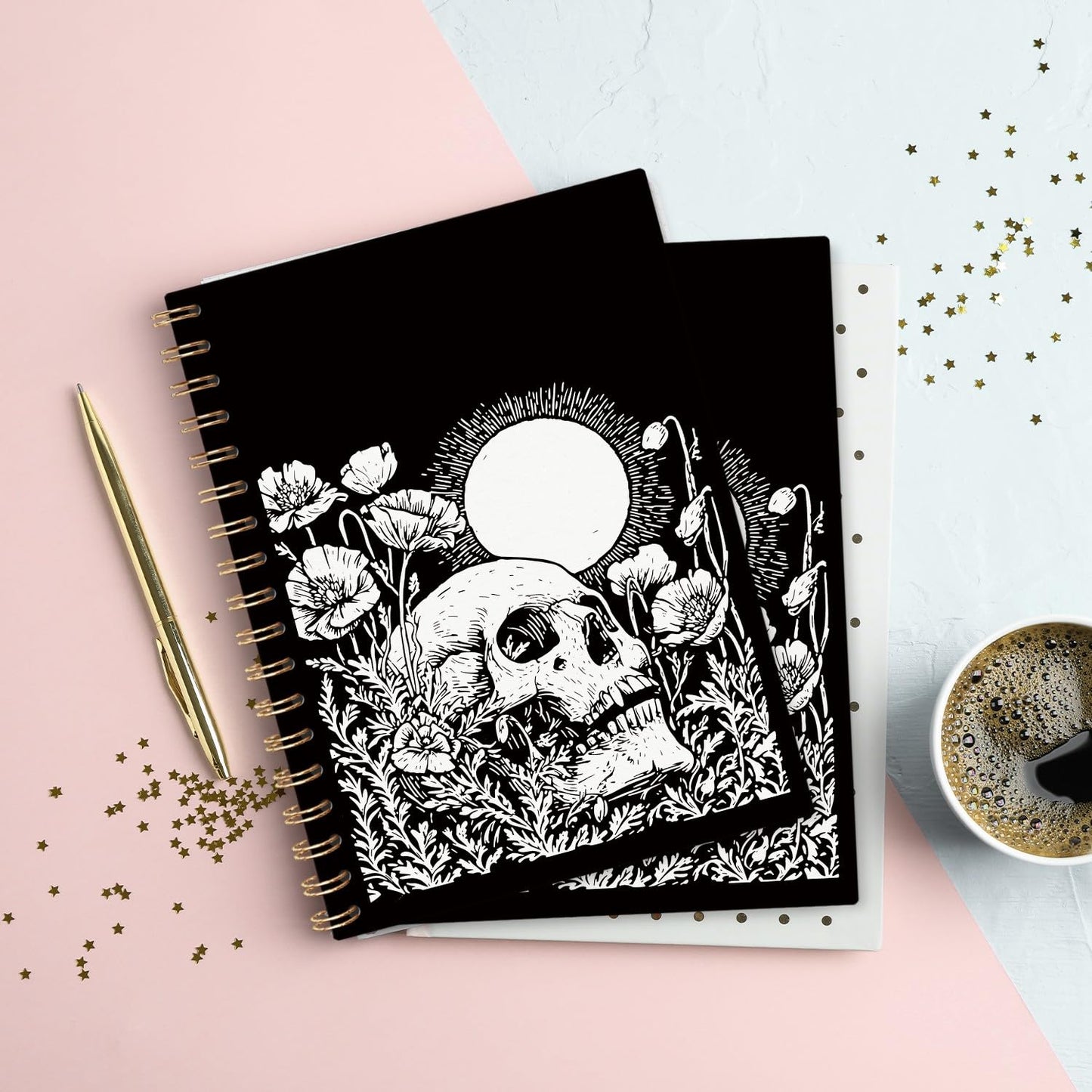 VONTP Goth Skull Spiral Notebook Journal for Office Supplies, 5.5x8.3
