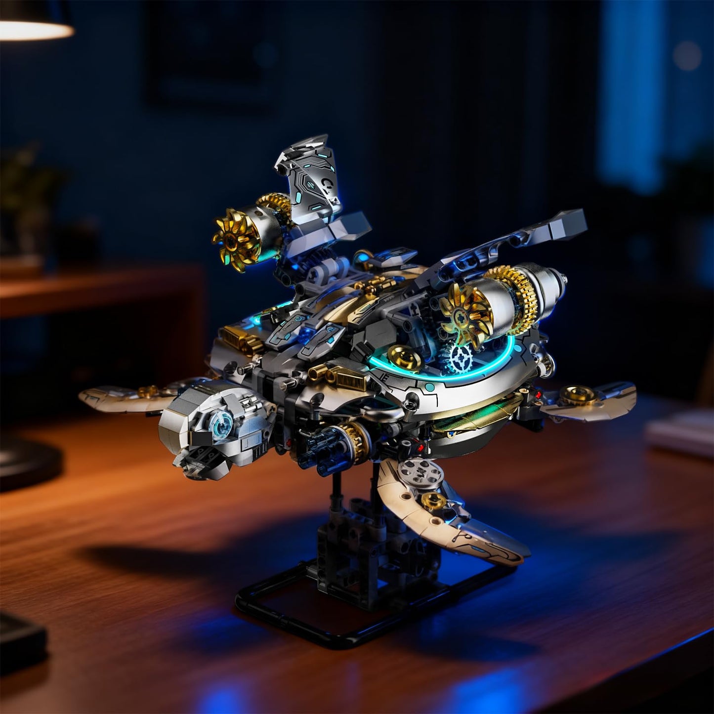 Myth Qholve Mechanical Turtle Building Block with Hand Crank & Motor Dual Drive Gear Motion Steampunk&Educational Construction Set for Adults Teens and Model Enthusiasts