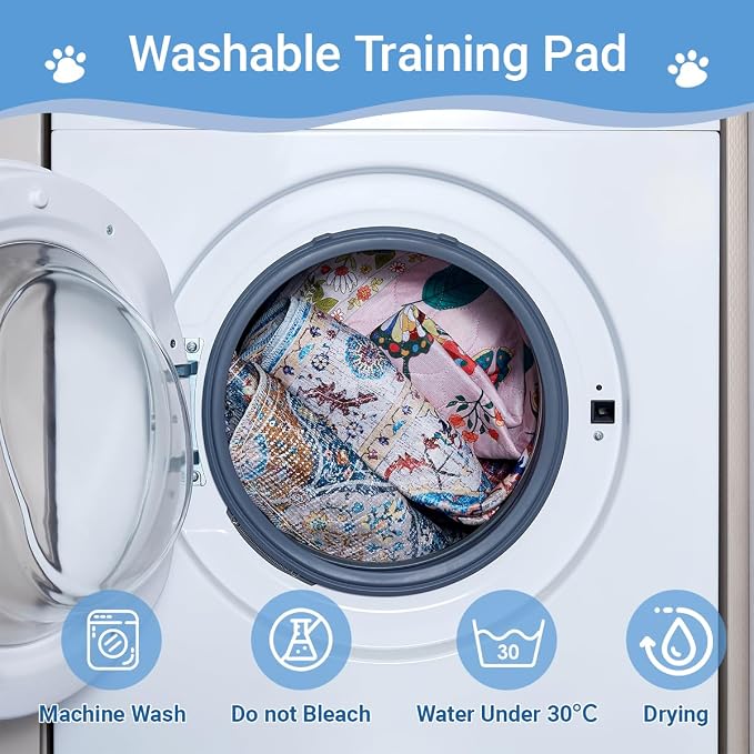 Washable Dog Pee Pads - 2 Pack, 48x36 Inch Large Reusable Absorbent Waterproof Puppy Potty Training Pads, Non-Slip Leakproof Whelping Pet Boho Mat for Crate, Playpen, Kennel & Indoors