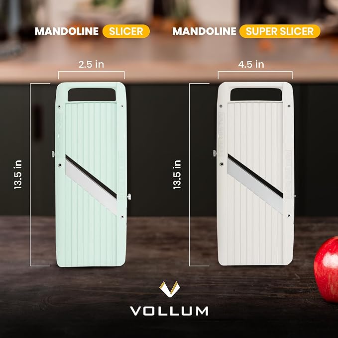 Vollum Japanese Mandoline Slicer – Professional Slicer Vegetable Cutter Japanese Mandoline Slicer for Kitchen with Interchangeable Stainless Steel Blades – Narrow Handheld Food Manual Slicer