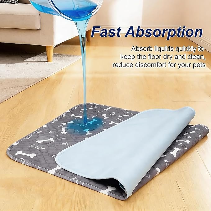 Puppy Pads with Pheromones, Washable Pee Pads for Dogs Potty Training, Reusable Dog Mat with Pet Hair Removal Gloves for Playpen, Crate, Whelping Box (Brown,M)