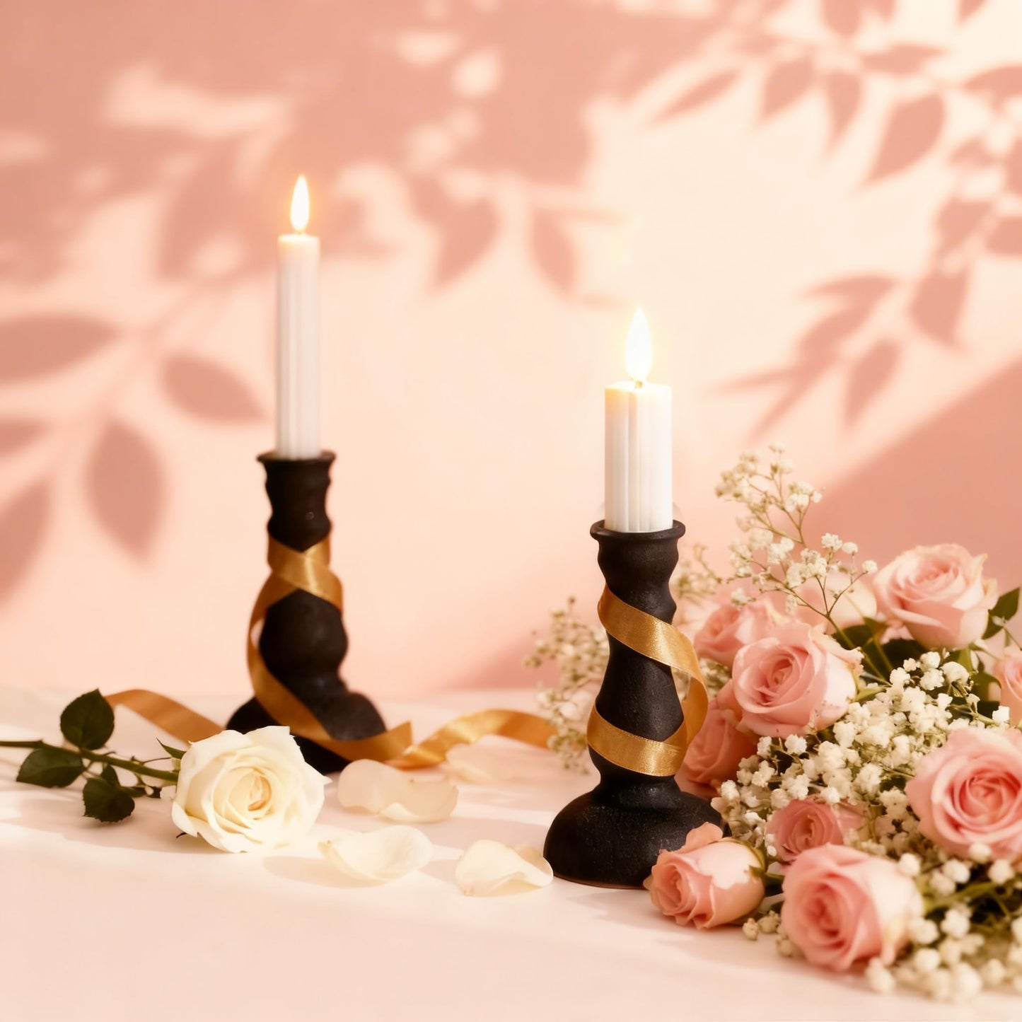 Aroparc Flickering Flameless Battery Operated LED Candles,Realistic All-Metal Candle Lights No-Melted, Room Decor, Home Decor - Matte 2pcs Tall