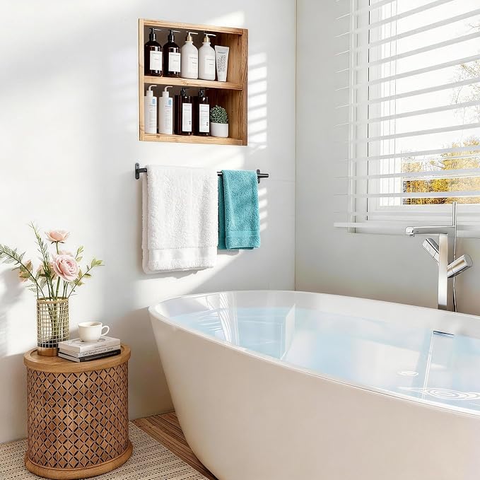 2-Pack Matte Black Bathroom Towel Bar, 24-Inch Towel Racks for Bathroom Wall Mounted, Heavy Duty Towel Rod Holder Mordern Home Decor
