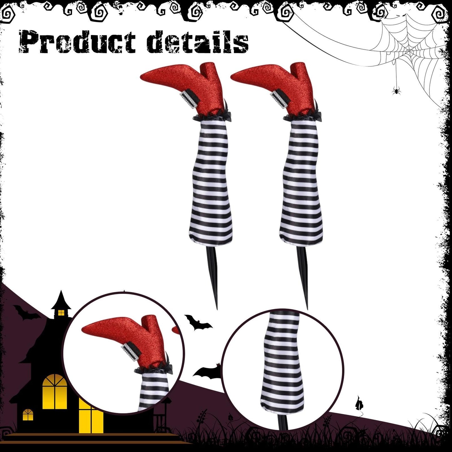 KLKCMS Halloween Upside Down Witch Legs with Stake Lawn Versatile Patios Yard Stake