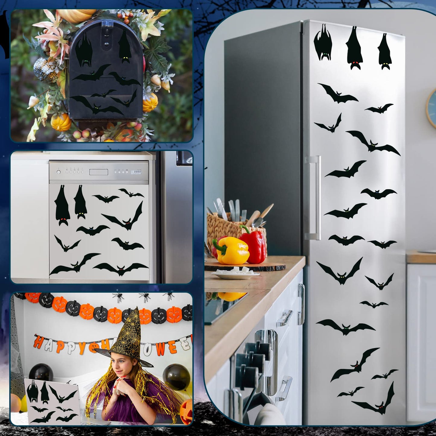 Konohan 20 Pcs Halloween Magnetic Bats Garage Door Bats Decorations Magnet Sticker Car Refrigerator for Outdoor Party Decor(Black)