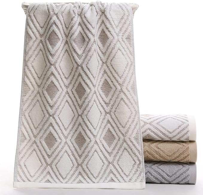 Pidada Hand Towels Set of 2 Diamond Pattern 100% Cotton Absorbent Soft