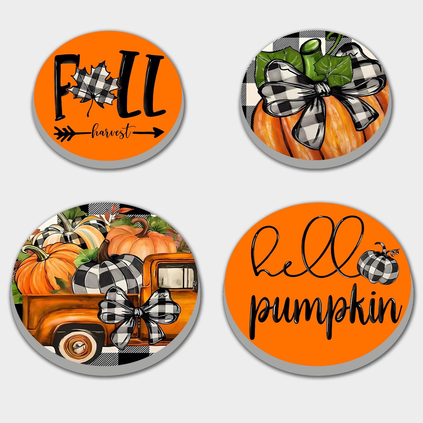 Fall Pumpkin Electric Stove Burner Covers,4 Pcs Halloween Decor Round Stove Burner Cover,8 Inches and 10 Inches,Gas Stove Burner Cover,Metal Cooktop Autumn Pumpkin Decorative Home Decor,Kitchen Decor