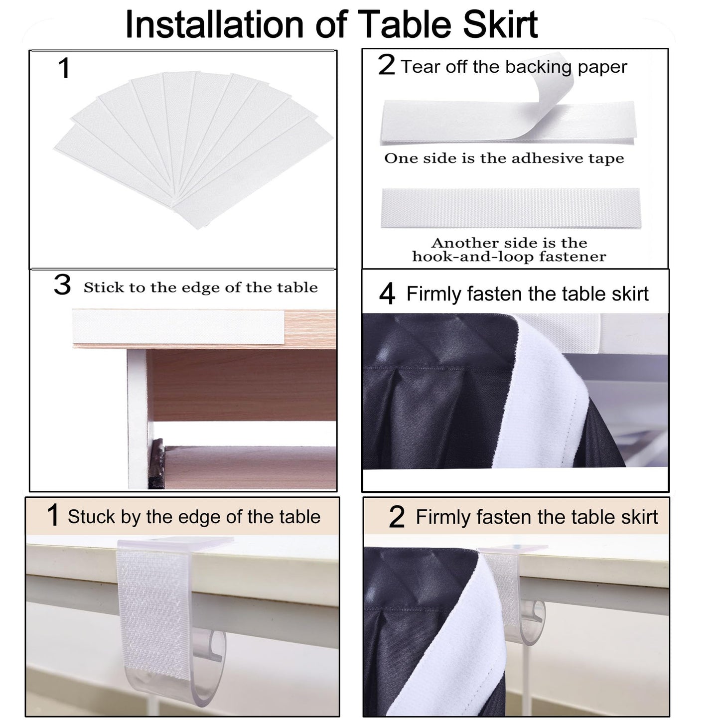 5ft Table Skirts for Rectangle Tables, Pleated Table Cloth for Black Theme Wedding Halloween Chirstmas Baby Shower 1st Baby Girl Birthday Party Decorations Banquet Buffet Gender Reveal