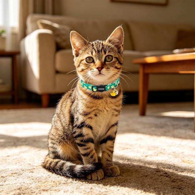 2 Pack Summer Duck Kitten Collar Breakaway with Bell, Adjustable Fish Cat Cotton Collar for Girl Boy Cat and Small Pet,Adjustable Kitten Collar 7-12 Inch