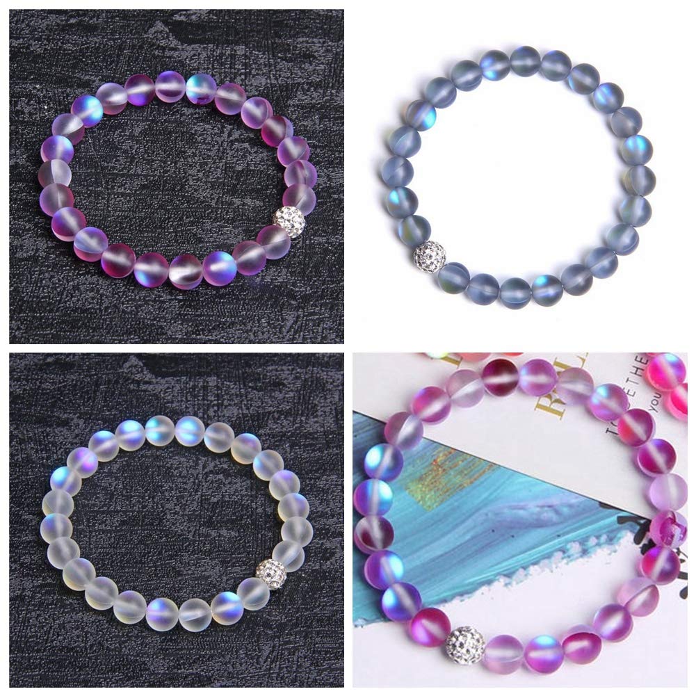 Matte Aurora Crystal Glass Beads Gray 100pcs 8mm Flash Glitter Shining Mermaid Round Loose Aura Bead Frosted Moonstone for Jewelry Making (Gray, 8mm)
