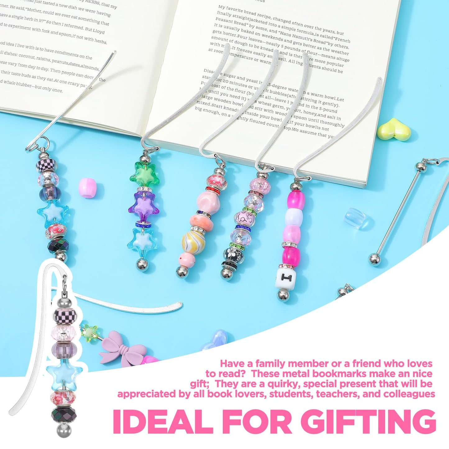 Beadable Bookmarks 20pcs Beaded Bookmark DIY Metal Blank Bar Bulk for Beads Craft Jewelry Pendant Charm Gift Modern Beaded for DIY Making Craft Book Lover Student Teacher Office Supply Beading Mark
