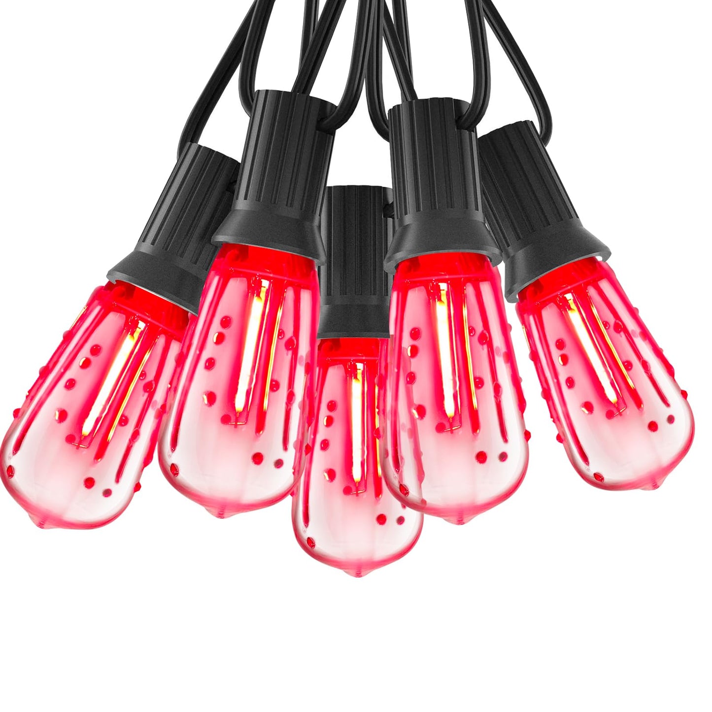 Abeja LED Flame String Lights, 10Ft ST40 Halloween Flicker Flame String Lights with 10 LED Flame Bloody Tears Bulbs, Hanging Outdoor Halloween Light for Patio Garden Party Backyard -Black