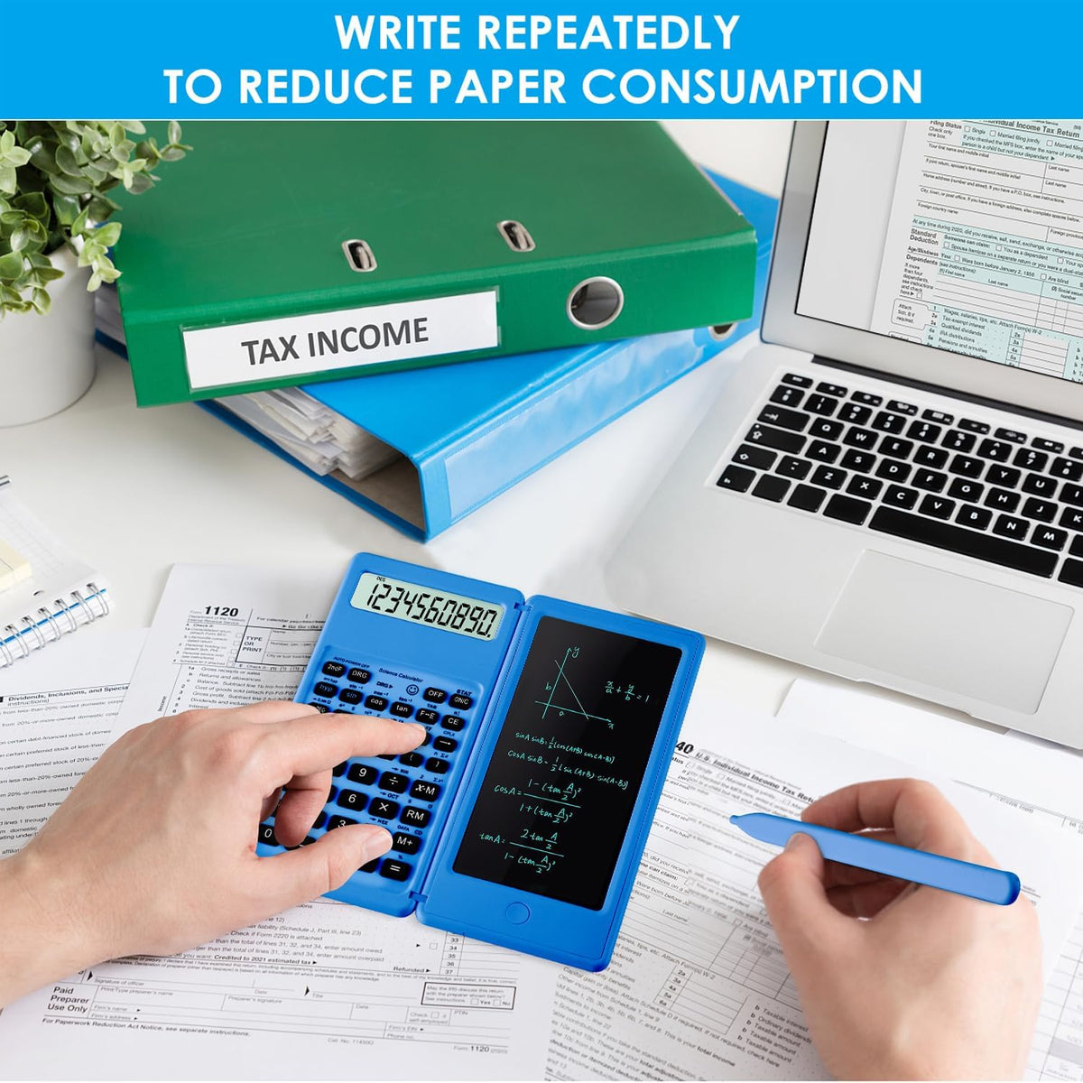 Scientific Calculators for Students, Blue Math Calculator with Notepad,10-Digit Large Screen, Classroom Must Haves for Middle High School Supplies & College (Blue)